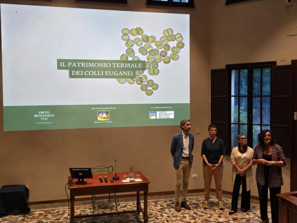 Relatori dell’incontro sul patrimonio termale euganeo I relatori dell’incontro sul termalismo euganeo all’Orto Botanico di Padova